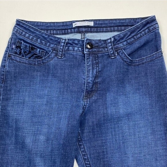 Lee Jeans Womens W33 Blue Embroidered Pockets Slender Secret Wide Leg Ladies - Picture 3 of 9